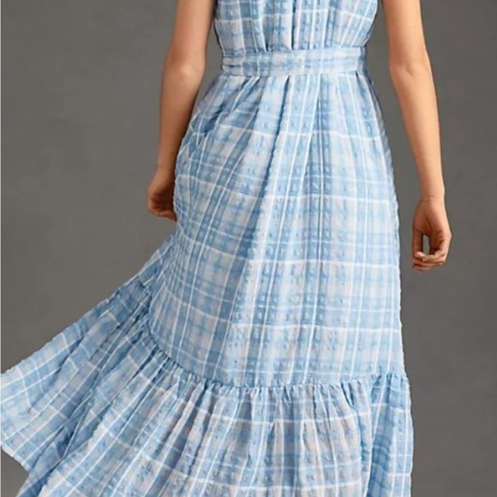 Antropologie blue gingham midi shirt dress size 2x plus Dorothy - Picture 3 of 15